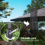 15' Outdoor Patio Umbrella with Twin Canopy Sunshade Steel Table Umbrella with Lift Crank