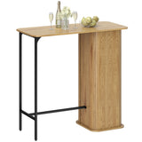 Tambour Bar Height Table with 3 Storage Shelves Rectangular Bar Table with Metal Frame for Kitchen Dining Room Natural