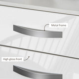 Modern Nightstand Set of 2, Bedside Tables with 3 High Gloss Drawers for Bedroom