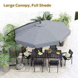 11 FT Cantilever Patio Umbrella Offset Parasol with Cross Base and 8 Ribs for Garden