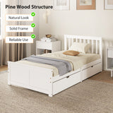 Pine Twin Bed Frame, Wood Storage Bed Frame with Drawers