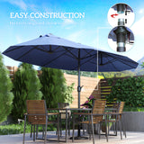 15ft Double-sided Patio Umbrella with Twin Canopy, Extra Large Outdoor Parasol with Crank for Pool