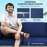 3-Seater Patio Sofa with Cushions, Rattan Conversation Set with Steel Frame & Washable Cushion Covers