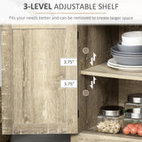 Armoire de cuisine de style ferme, buffet-bahut avec 2 portes coulissantes rustiques et un tiroir