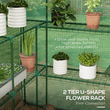 Serre portable, petite serre d'extérieur accessible avec 2 tablettes à fleurs en U, 4,6' x 4,7'
