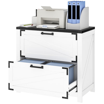 2 Drawer Filing Cabinet, Farmhouse Office Storage Cabinet with Adjustable Hanging Bars for Letter, A4, Legal Size