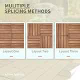 27 Pcs Tuiles de Terrasse Imbriquées en Bois, 12 x 12po Carrelage de Plancher Extérieur pour Usage Intérieur et Extérieur