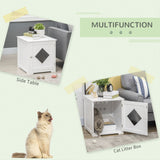 Cat Litter Box Enclosure End Table, Hidden Litter Box Nightstand with Large Tabletop