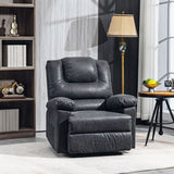 Fauteuil inclinable en similicuir PU, fauteuil inclinable manuel pour salon avec repose-pieds, 2 poches latérales et cadre en acier