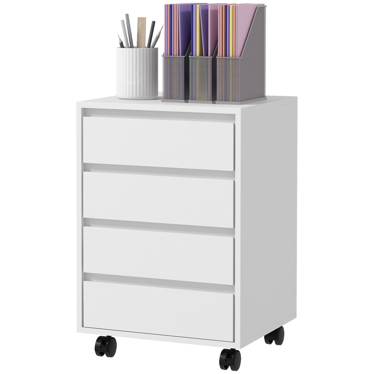 4 Drawer File Cabinet, Vertical Filing Cabinet with Wheels, Modern Printer Stand for Home Office
