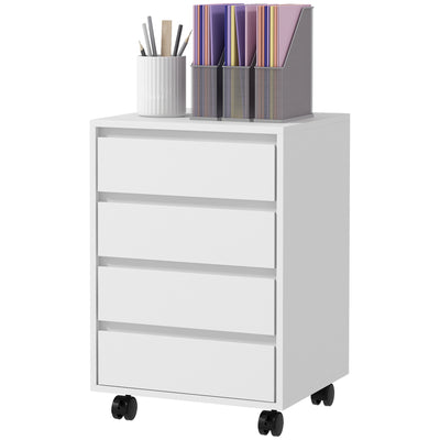 4 Drawer File Cabinet, Vertical Filing Cabinet with Wheels, Modern Printer Stand for Home Office