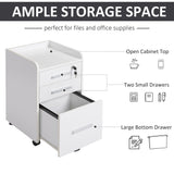 3 Drawer File Cabinet with Lock and Edged Top, Lockable Filing Cabinet on Wheels for Letter and A4 Size