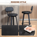 Bar Stools Set of 2, Upholstered Breakfast Bar Chairs with Footrest and Backrest for Kitchen Counter