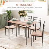 5 Piece Dining Table Set for 4, Steel Frame for Dining Room