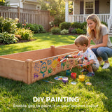 Wooden Raised Garden Bed, 8 x 4 x 1ft Elevated Garden Box with Dividers and Open Bottom