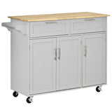 Modern Kitchen Island, Utility Kitchen Serving Cart with 2 Storage Drawers & Cabinets for Dining Room