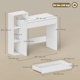 Desk with Storage, Computer Desk with 3 Open Shelves and Drawer