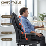 Big and Tall Office Chair, 400 lbs Overstuffed Desk Chair with Spring Cushion, PU Leather