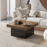 Square Coffee Table with 16-Colour LED Lights, 35-inch Modern Center Table for Living Room