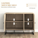 Modern Sideboard, Buffet Cabinet with Adjustable Shelves, 3 Chevron Doors for Living Room