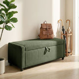 Storage Ottoman, Upholstered Corduroy End of Bed Bench with Thick Padding