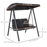 2-Seater Outdoor Porch Swing with Adjustable Canopy, Patio Swing Chair for Garden