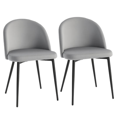 Set of 2 Mid-Back Dining Chair, Mid-Back Velvet-touch Upholstery Kitchen Chair for Living Room Dining Room