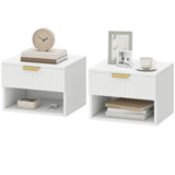 Tables de chevet flottantes, ensemble de 2 tables de nuit murales avec tiroir et tablette ouverte
