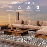 Tapis extérieur avec lumières USB, tapis de patio réversible avec sac de transport pour camping 12' x 9'