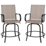 Ensemble de 2 tabourets de bar extérieurs, chaises de hauteur de bar pivotantes 360°, 26,8