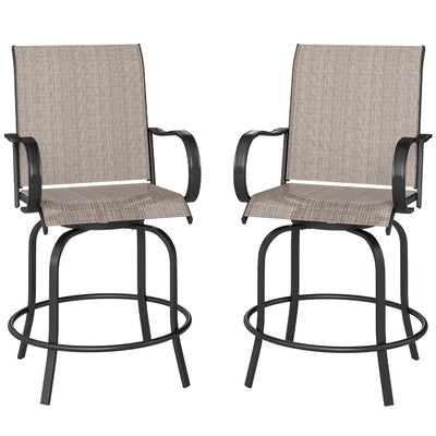 Outdoor Bar Stools Set of 2, 360° Swivel Bar Height Chairs, 26.8