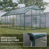16' x 8' Aluminum Polycarbonate Greenhouse Walk-in Garden Greenhouse Kit with Adjustable Roof Vent