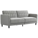 Convertible Bed with Couch, Button Tufted Fabric Sofa Bed with Adjustable Back for Living Room
