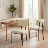 Upholstered Linen Fabric Kitchen Chairs, Modern Dining Chairs Set of 2 with Metal Legs