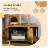 Litter Box Enclosure with Cat Tree Tower, Large Platform