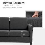 2-Seat Sofa Two-Seater Couch with Armrests and Wood Legs for Living Room