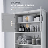 Modern Over The Toilet Storage, Bathroom Cabinets Over Toilet with Open Shelves and Double Door Cabinet