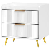 Bedside Table, Nightstand with 2 Drawers, Side End Table with Metal Legs for Bedroom