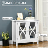Kitchen Sideboard, Glass Door Buffet Cabinet, Bathroom Storage Cabinet with Adjustable Storage Shelf for Dining Room