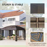10x13 Hardtop Gazebo Aluminum Outdoor Canopy with Mesh Nettings Curtains