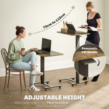 Pneumatic Standing Desk Adjustable Height, Mobile Stand Up Desk with Wheels, 43 Inch Rolling Table