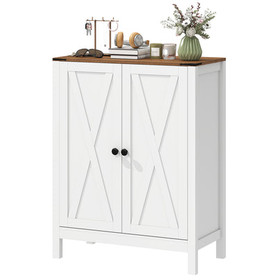 Shoe Cabinet with Barn Doors, Farmhouse Shoe Storage Cabinet with Adjustable Shelves, Holds up to 15 Pairs