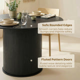 Round Dining Table for 4-6, 47 Inch Kitchen Table with Fluted Pedestal Base