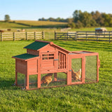Chicken Coop with Run Mobile Wooden Hen House with Nesting Box Pull-out Tray for 1-2 Chickens