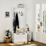 Meuble d'entrée 4-en-1 avec porte-manteau, étagère supérieure, rangement à chaussures et banc, banc d'entrée avec 4 crochets