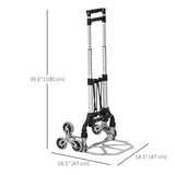 6-Wheels Stair Climber Hand Truck, Dolly Heavy Duty Folding Steel Load Cart with Adjustable Telescoping Handle for Moving
