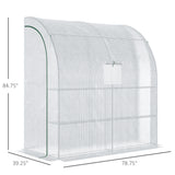 7' x 3' x 7' Outdoor Lean-to Walk-In Greenhouse w/ Roll-up Mesh Windows, Zipper Door and 3-Tier Shelves