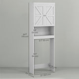 Over The Toilet Cabinet, Modern Bathroom Above Toilet Storage with Barn Doors and Open Shelf