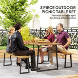 Picnic Table and Bench Set for 6 Persons with 2