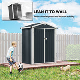4.4' x 3' Outdoor Storage Shed with Double Doors, Metal Garden Shed for Backyard Patio